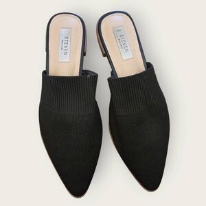 STEVEN New York Knit Mules Flats 8 Black Slip On Flats Womens Shoes